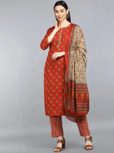 Pure Cotton Printed Kurta Pant Dupatta-VKSKD1027AB